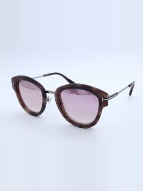 Tom Ford Mia-02 TF 574 55Z Butterfly Havana Sunglasses Pink Mirrored Lenses 52mm
